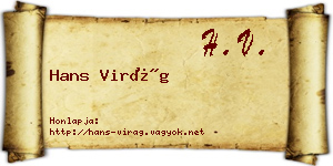 Hans Virág névjegykártya